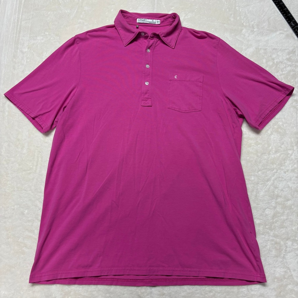 Criquet Mens Short Sleeve Polo Shirt  Size XL Pink Golf Casual Preppy